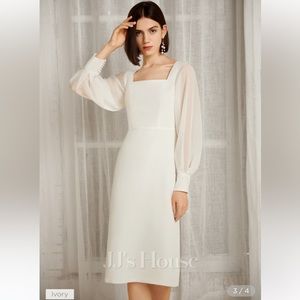 NWT Square Neck Elegant Bodycon Chiffon Midi Dress